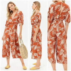 Forever 21 Leaf Print‎ Culotte Jumpsu